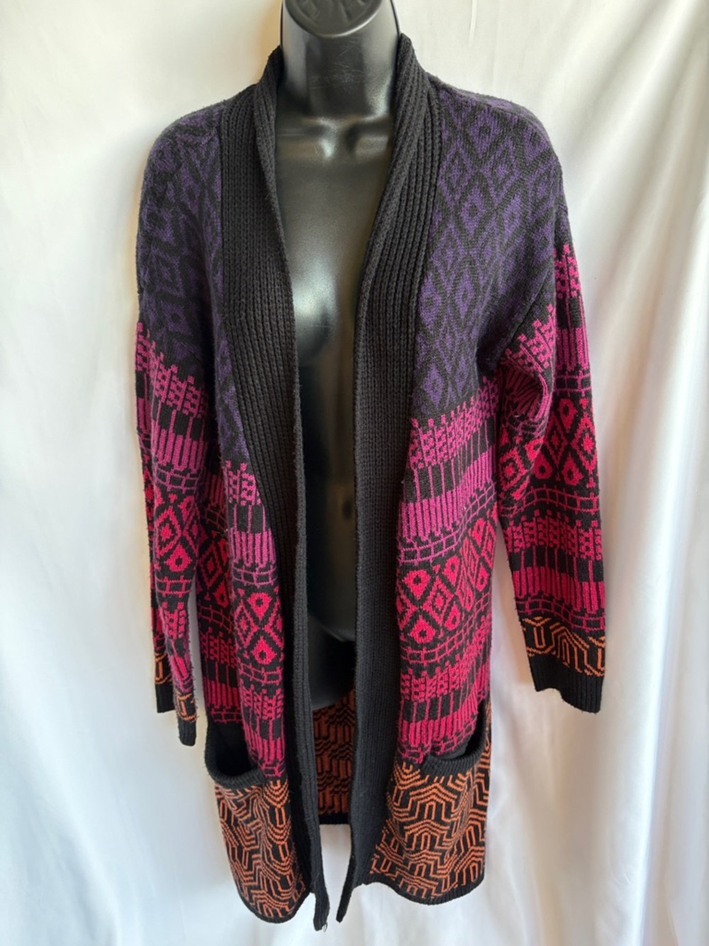 FB Sister Open Front Blazer Cardigan Duster Multi Color, L, 21” PTP, 38” L